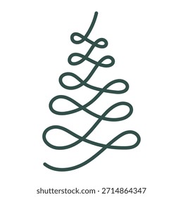 Christmas tree doodle. Hand drawn sketch. Vector illustration, flat design