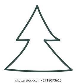 Christmas tree doodle. Hand drawn sketch. Vector illustration, flat design