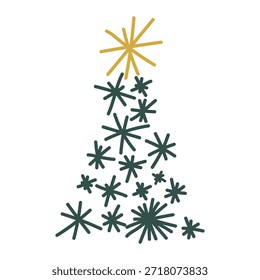 Christmas tree doodle. Hand drawn sketch. Vector illustration, flat design