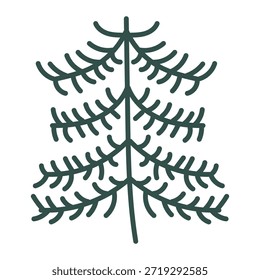 Doodle de árbol de Navidad. Boceto dibujado a mano. Ilustración vectorial, diseño plano