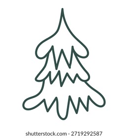 Doodle de árbol de Navidad. Boceto dibujado a mano. Ilustración vectorial, diseño plano