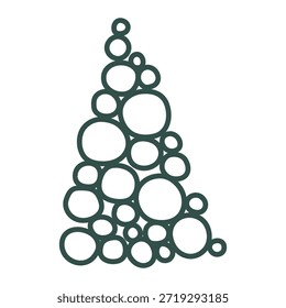 Doodle de árbol de Navidad. Boceto dibujado a mano. Ilustración vectorial, diseño plano