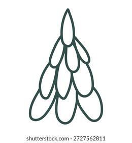 Doodle de árbol de Navidad. Boceto dibujado a mano. Ilustración vectorial, diseño plano