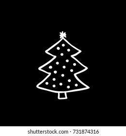 christmas tree doodle icon