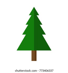 Christmas tree doodle icon with shadow isolated on white background using for postcards, greeting, advertisement, cover, gift packaging, web design template, Winter holidays element design concept.
