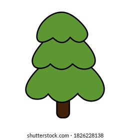 Christmas tree. Doodle icon. Vector illustration.