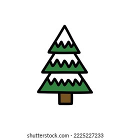 Christmas tree doodle icon, vector illustration