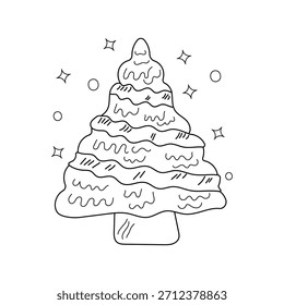 Árbol de Navidad doodle icono con fondo blanco Vector Ilustración de stock
