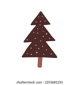 Christmas tree doodle isolated on white background. Vector illustration