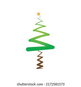 Christmas tree doodle line art 