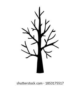Christmas tree doodle silhouette. Hand drawn xmas decorations icon. Vector illustration isolated on white background. Christmas tree design element for holiday greeting card, gift tag.