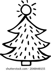 Christmas tree doodle. A simple Christmas tree with lights.