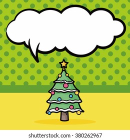 christmas tree doodle, speech bubble