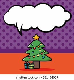 christmas tree doodle, speech bubble