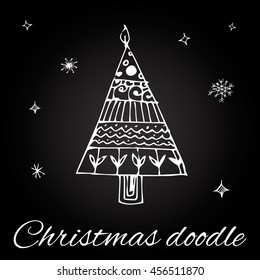 Christmas tree in doodle style. Vector illustration.
