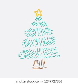 christmas tree doodle vector
