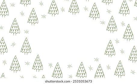 Christmas tree. A doodle-style painted Christmas tree. a beautiful frame for the new year. new year. template for creating a postcard. vector. on a white background.