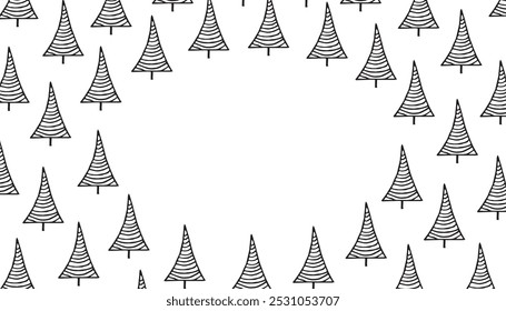 Christmas tree. A doodle-style painted Christmas tree. a beautiful frame for the new year. new year. template for creating a postcard. vector. on a white background.