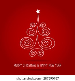 Christmas Tree dots on a red background