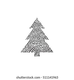 Christmas tree, dots. Silhouette. Isolated on white background. Vector illustration EPS 10