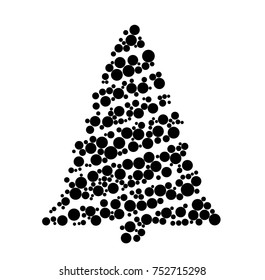 christmas tree dotted vector isolated on white background