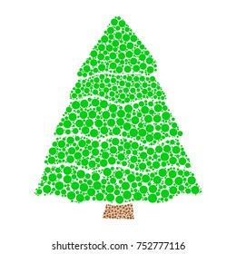 christmas tree dotted vector isolated on white background