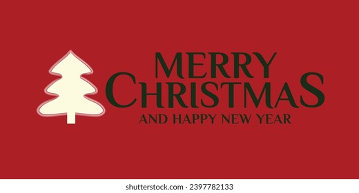 Christmas tree drawing, Merry Christmas typography banner