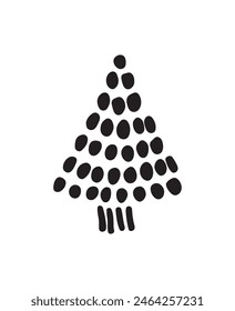 Christmas tree drawing. Preparations for the holiday. Christmas tree of their peas, circles. Vector illustration. Doodle EPS10
