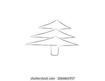 Weihnachtsbaum, gezeichnet mit einem Pinsel auf weißem Hintergrund. Vektorgrafik.