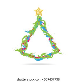 Christmas tree drawn in different colors. Vector illustration