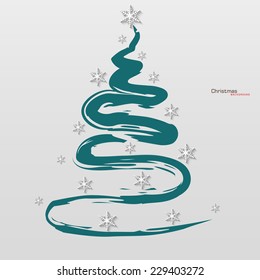 Christmas tree drawn paintbrush vector