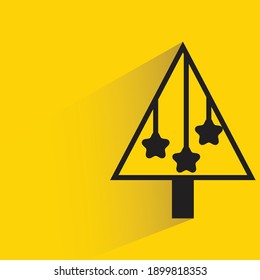 Christmas tree drop shadow yellow background