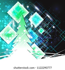 
Christmas tree with electric wire technology. Holiday abstract texture on a black background. Design element. Vector illustration,eps 10.