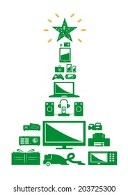 Christmas Tree Electronics Vector. Isolated on white