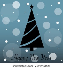 Christmas tree element. Happy New Year text. Winter scene vector. Snowy season illustration.