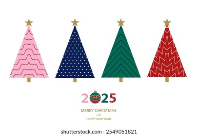 Christmas tree element object with geometric style