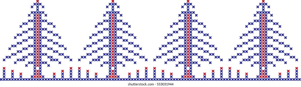 Christmas tree embroidered cross-national pattern