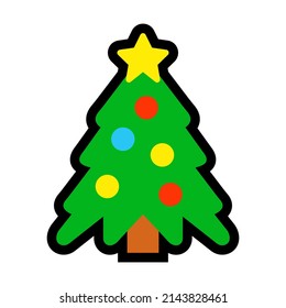 Christmas tree emoji icon isolated on white background on white background