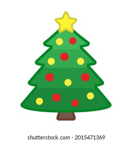 Christmas tree emoji isolated vector illustration. High quality Christmas tree flat style icon on white background