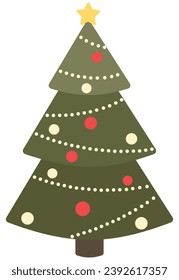 Christmas tree emoji vector illustration flat design isolated on white background.