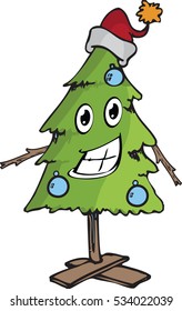 Christmas tree emoticon vector illustration 