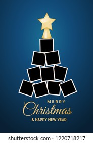 Árbol de Navidad con fotos vacías, espacio para insertar imágenes. Ilustración del vector