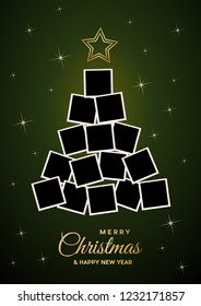Christmas tree with empty photos, space to insert images. Vector illustration