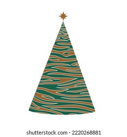 Christmas tree. EPS. Stylized ribbon Christmas tree with a yellow star. Vector illustration.