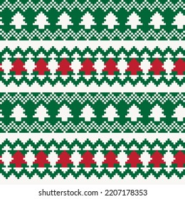 Christmas Tree fair isle pattern design for fashion textiles, knitwear and graphics