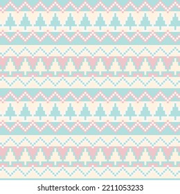 Christmas tree fair isle pattern design for fashion textiles, knitwear and graphics