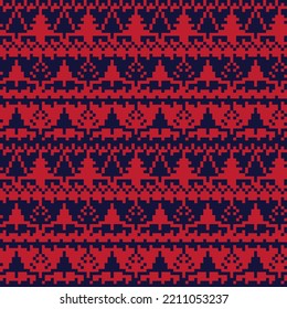 Christmas tree fair isle pattern design for fashion textiles, knitwear and graphics