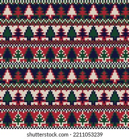 Diseño de patrones de islotes de la feria del árbol de Navidad para textiles de moda, prendas de vestir y gráficos