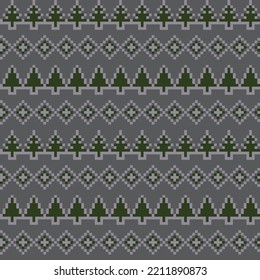 Christmas tree fair isle pattern design for fashion textiles, knitwear and graphics