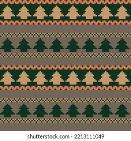 Christmas tree fair isle pattern design for fashion textiles, knitwear and graphics